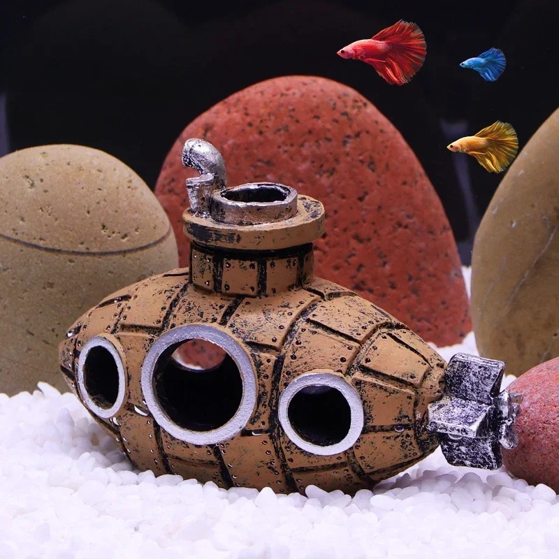 زينة على شكل غواصة من الراتنج  - مراجعة Marine Aquarium All In One وسعره