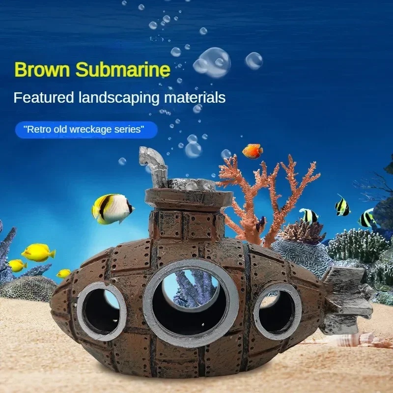 زينة على شكل غواصة من الراتنج  - مراجعة Marine Aquarium All In One وسعره